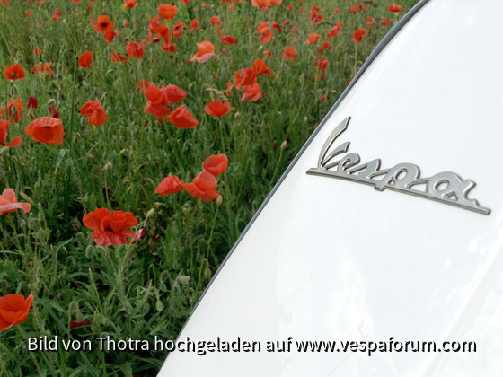 Vespa S 50 im Mohnfeld